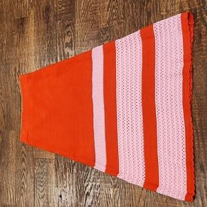 Red and Pink Crochet Maxi Skirt Sz Small